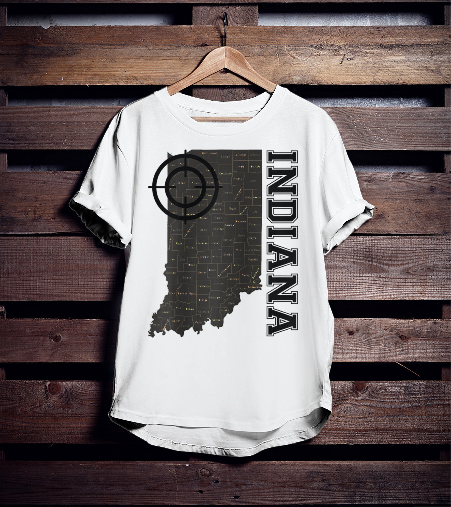 Indiana Map County Outline Vintage Classic Black EJ Maze T-Shirt