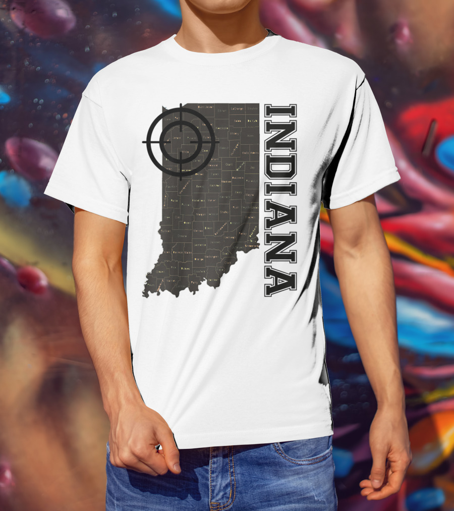 Indiana Map County Outline Vintage Classic Black EJ Maze T-Shirt