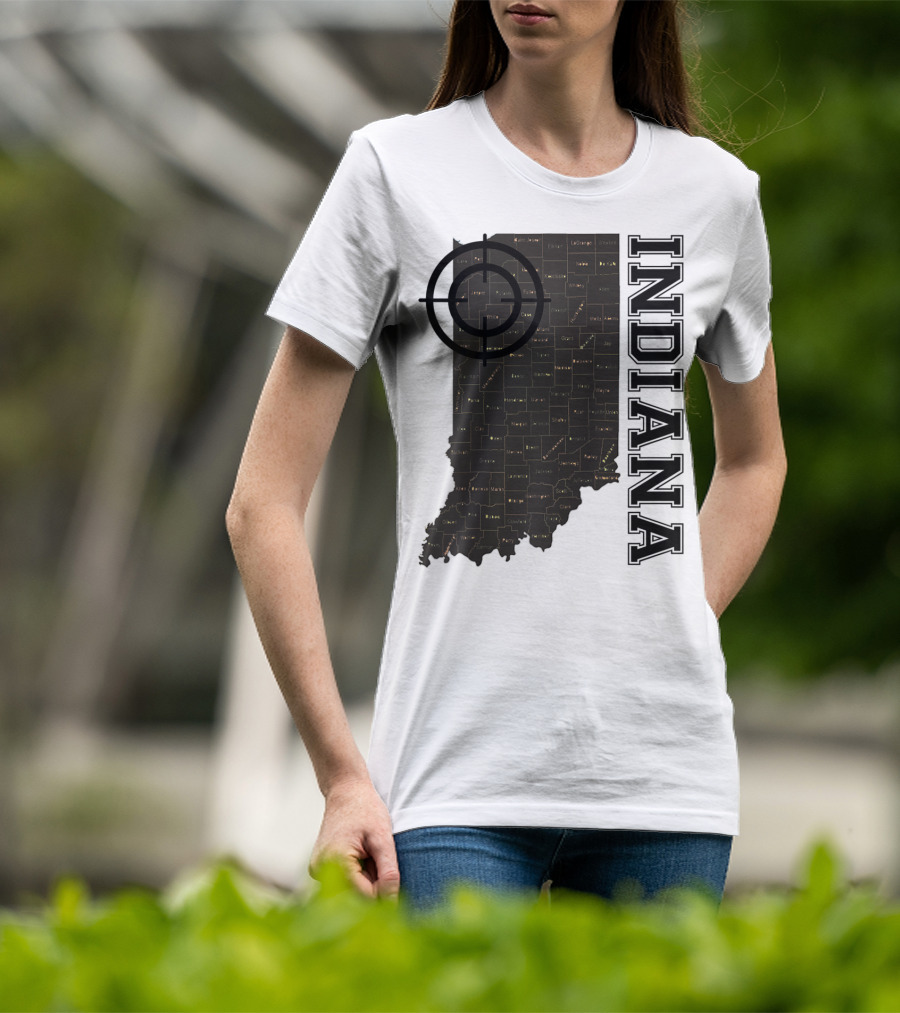 Indiana Map County Outline Vintage Classic Black EJ Maze T-Shirt