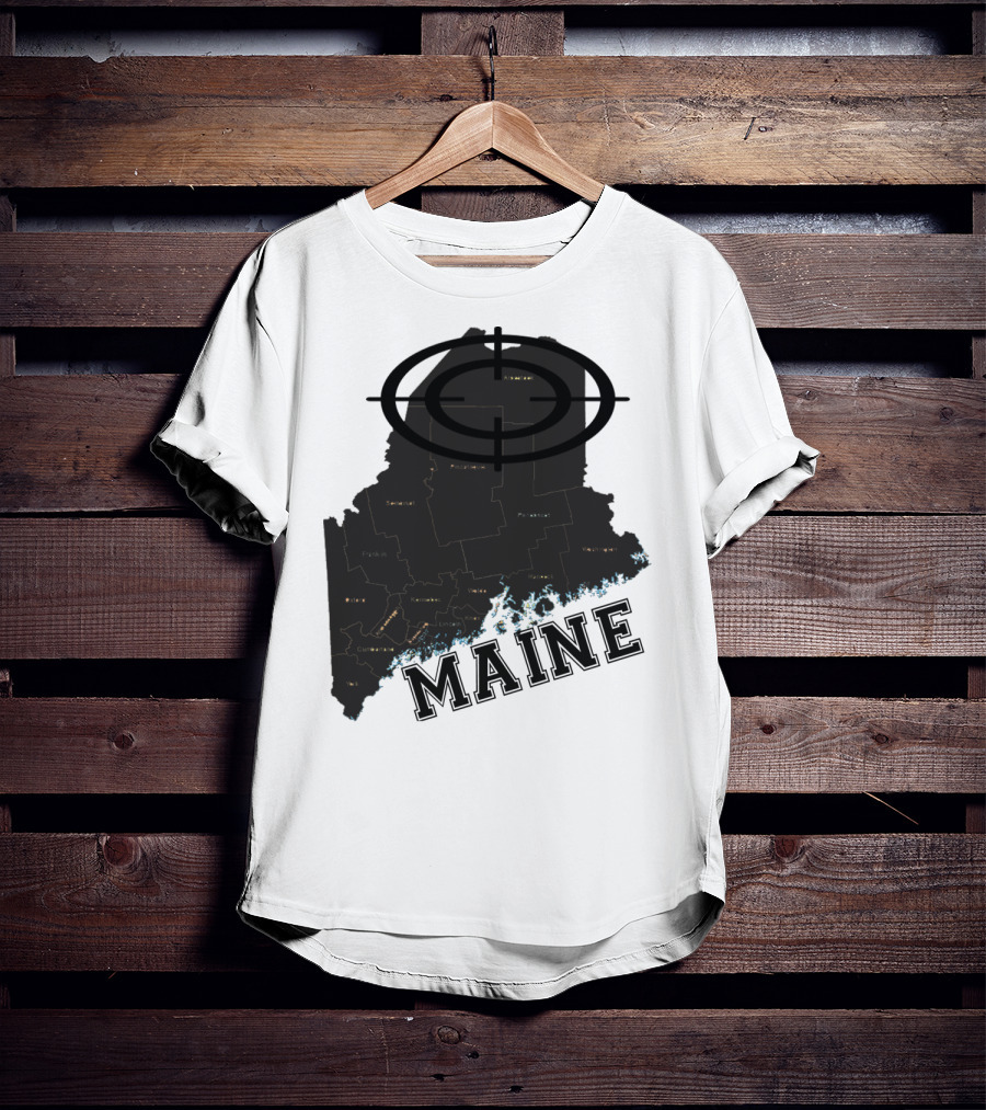 Maine Maps Classic Vintage Fun Target Overlay T-Shirt