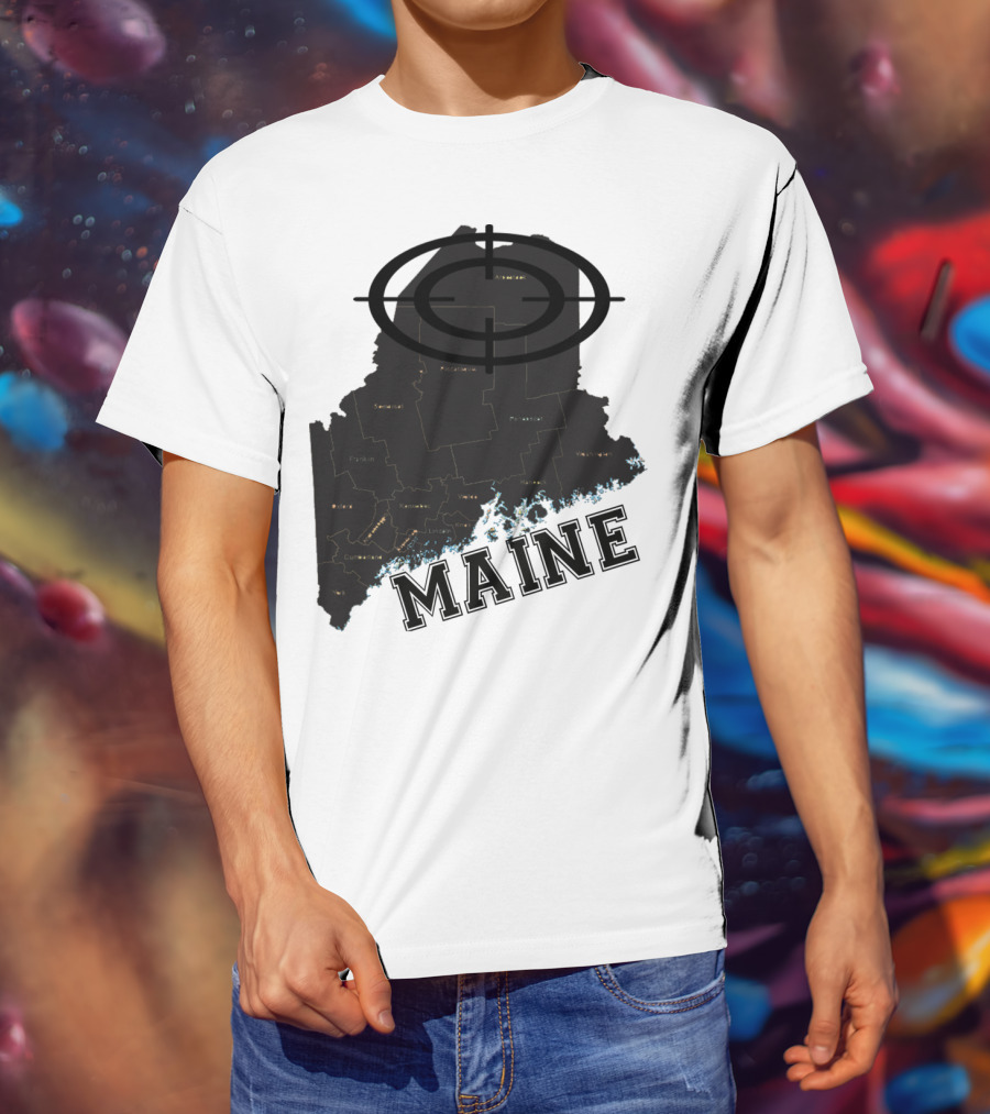 Maine Maps Classic Vintage Fun Target Overlay T-Shirt