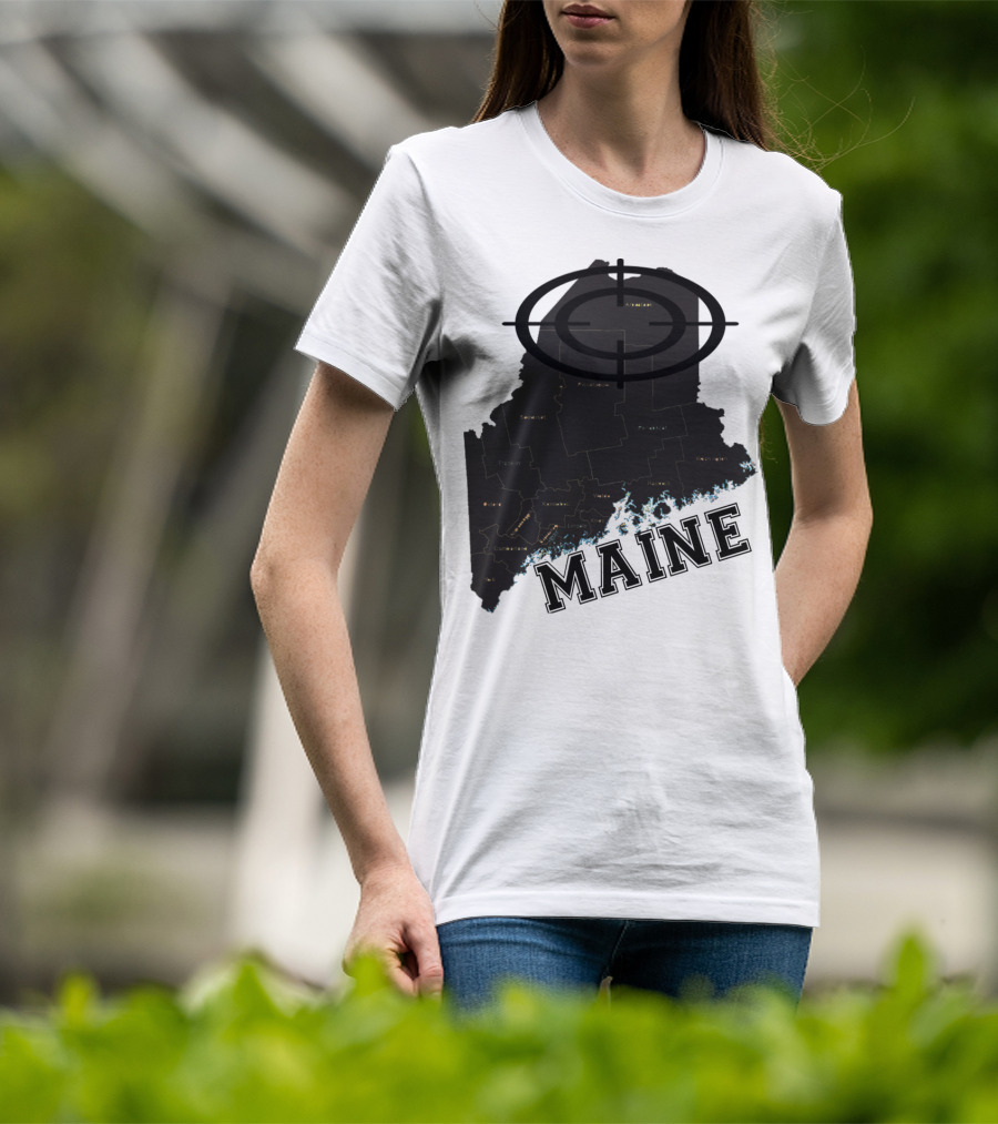 Maine Maps Classic Vintage Fun Target Overlay T-Shirt