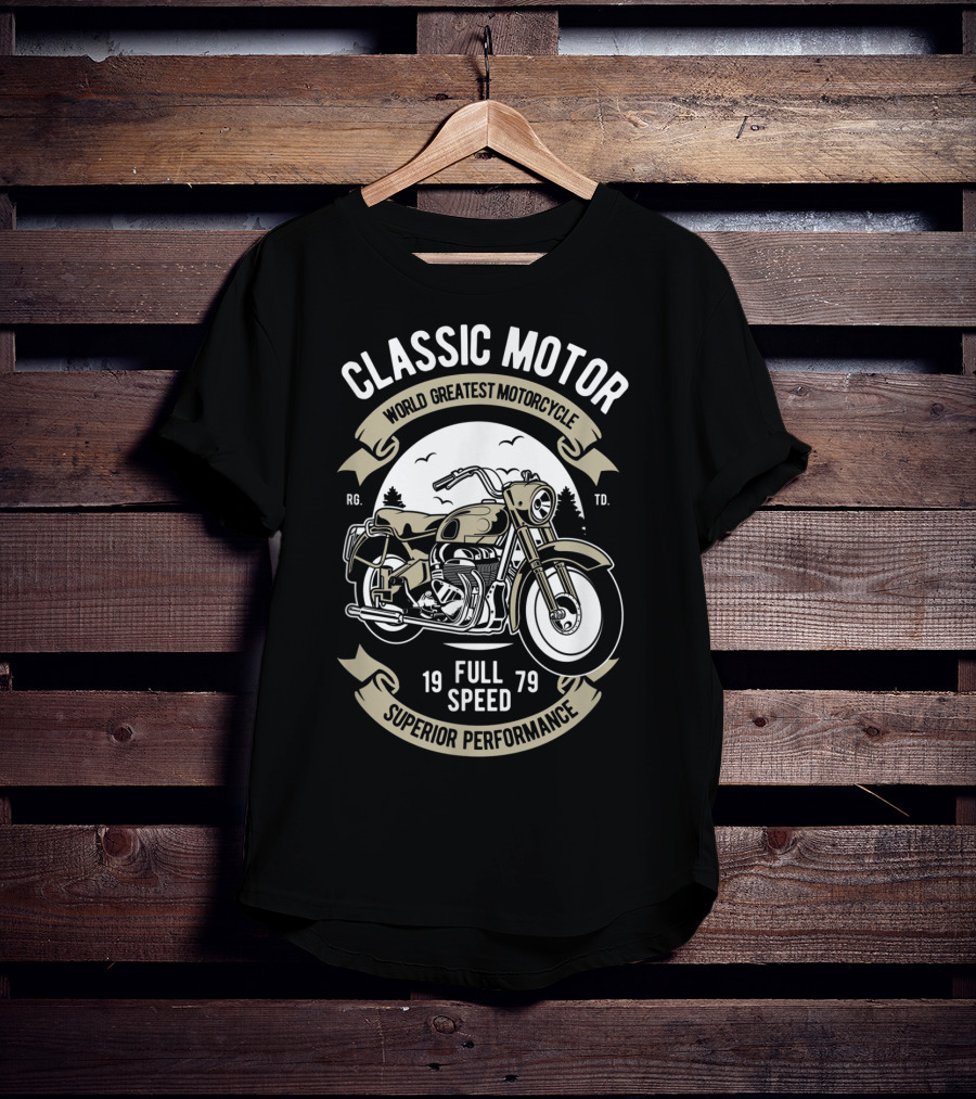 Classic Motor World Greatest Motorcycle Full Speed 1979 Superior Performance Men's Biker Motorcycle Bike T-Shirt