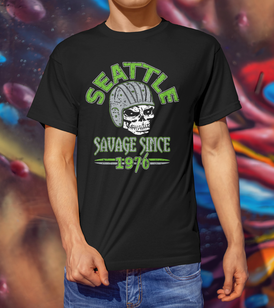 Seattle Savage Skull Helmet Since 1976 T-Shirt