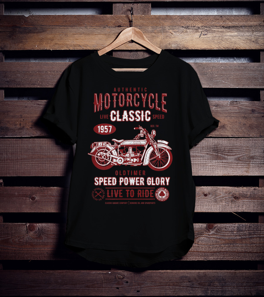 Authentic Motorcycle Classic Live Speed 1957 Oldtimer Speed Power Glory Live To Ride T-Shirt