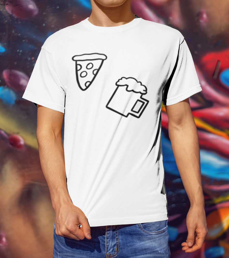 Simple Best Casual Beer And Pizza Icons T-Shirt