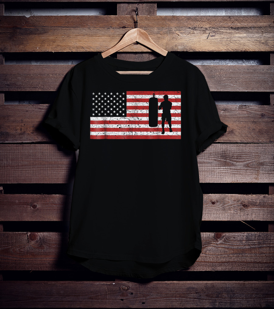 American Flag Boxing Silhouette Training T-Shirt
