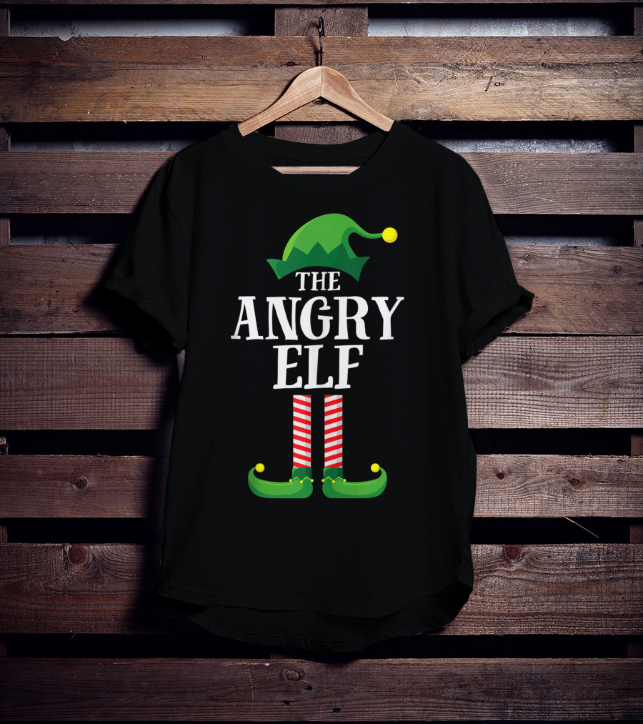 The Angry Elf Matching Family Group Hat And Striped Legs T-Shirt