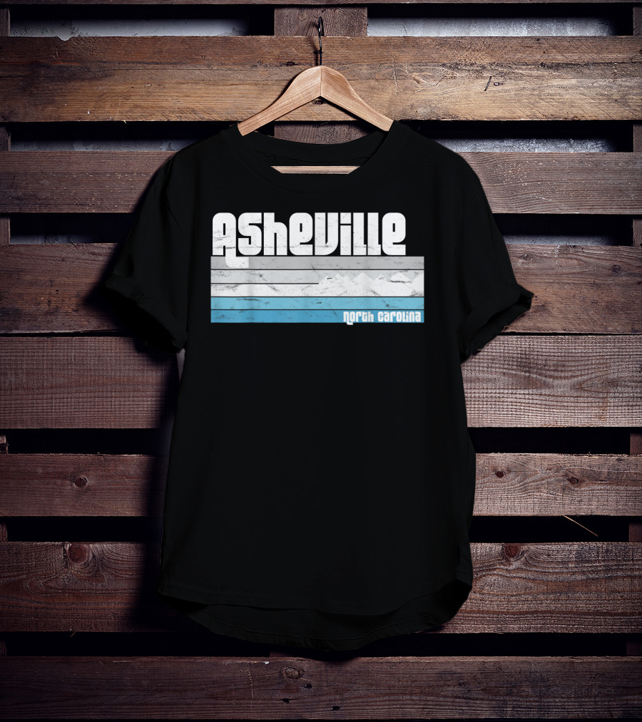 Asheville North Carolina Blue Ridge Mountains Retro Stripes T-Shirt