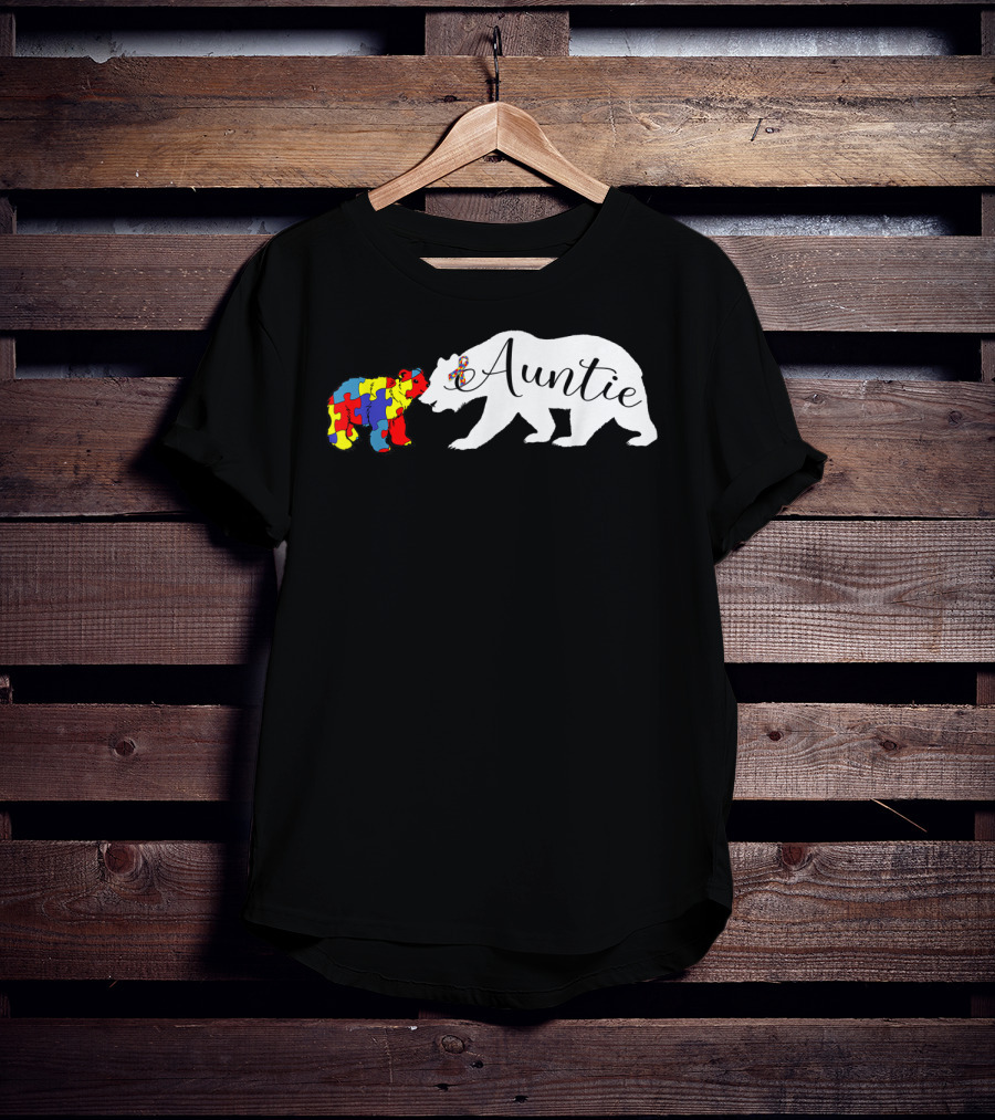 Auntie Bear Autism Awareness Aunt Puzzle Pattern Bears T-Shirt