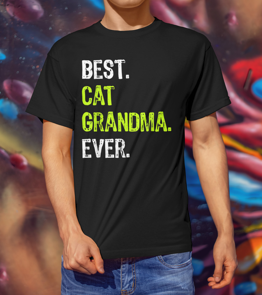 Best Cat Grandma Ever Retro Funny Grandmother T-Shirt