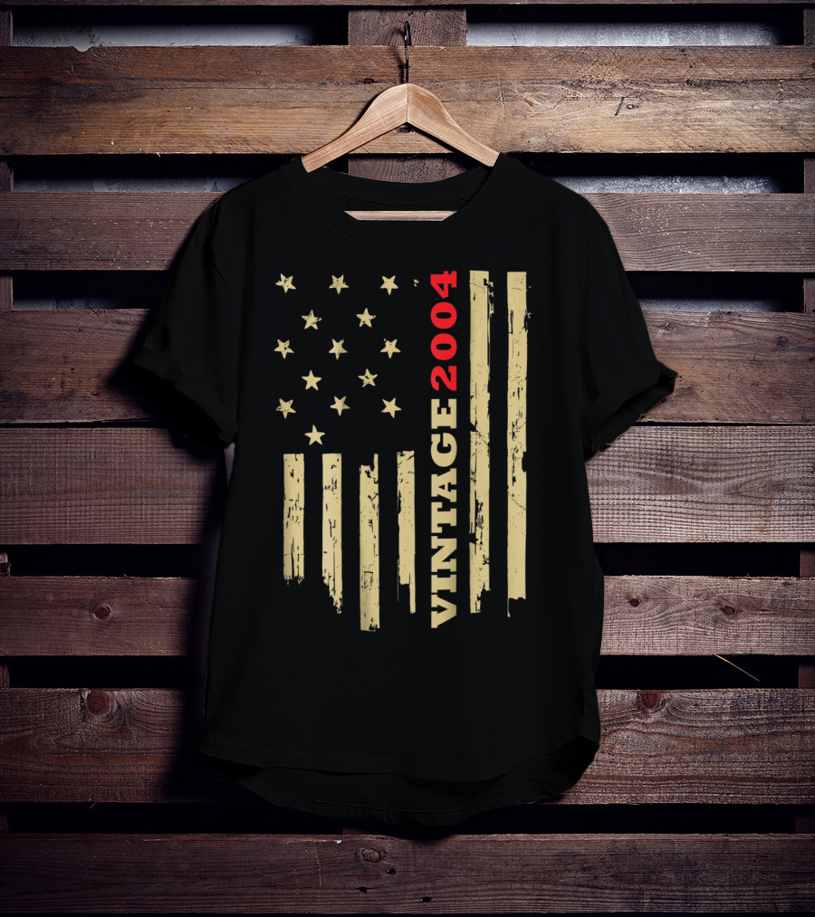 Vintage 2004 American Flag Birthday Gift T-Shirt