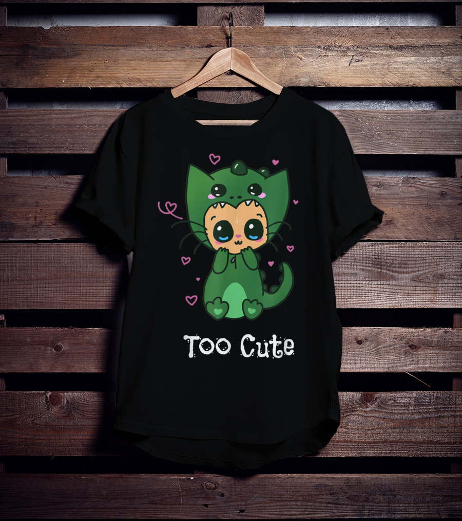 Too Cute Anime Chibi Kitten Dinosaur T-Shirt