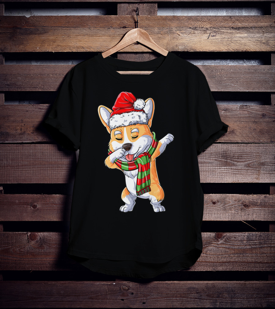 Corgi Santa Dabbing Christmas Girls Scarf T-Shirt