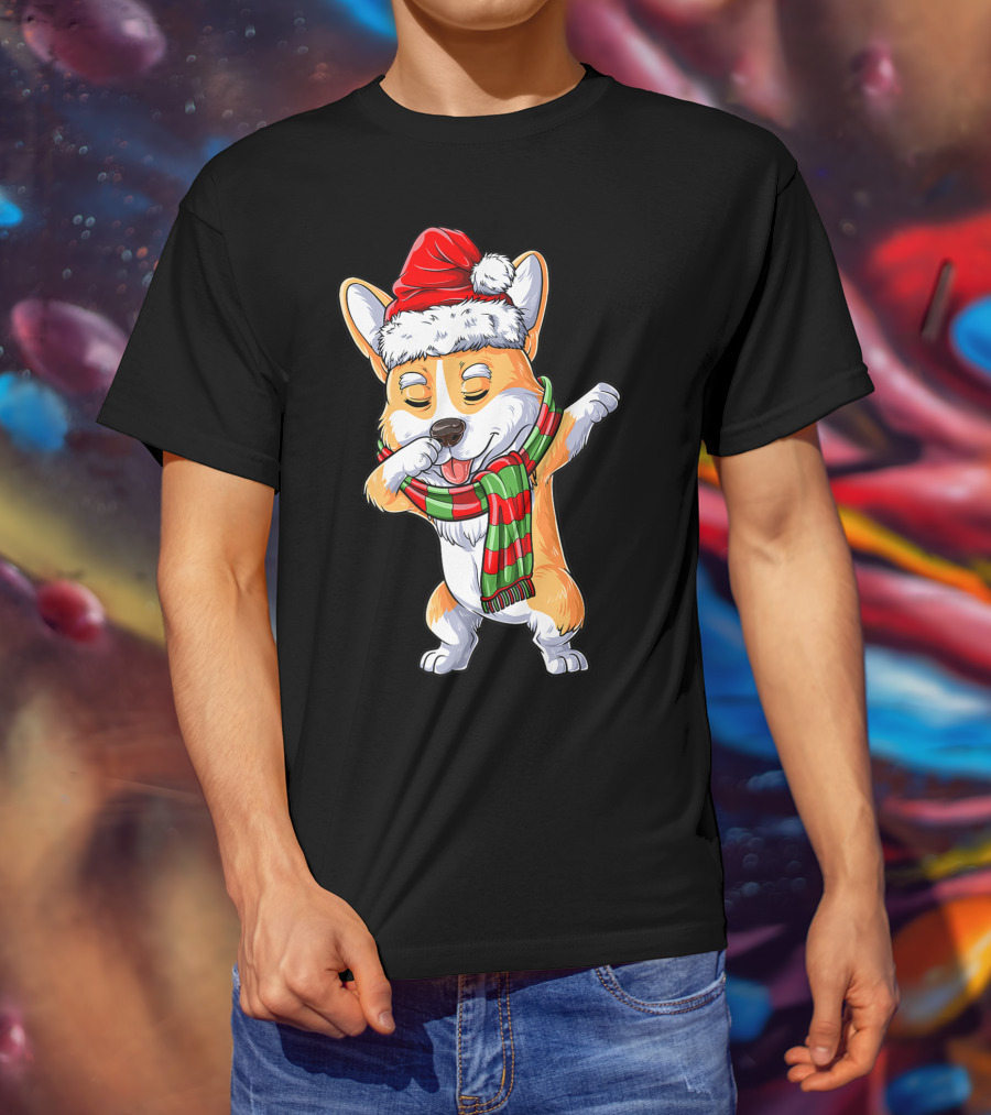 Corgi Santa Dabbing Christmas Girls Scarf T-Shirt