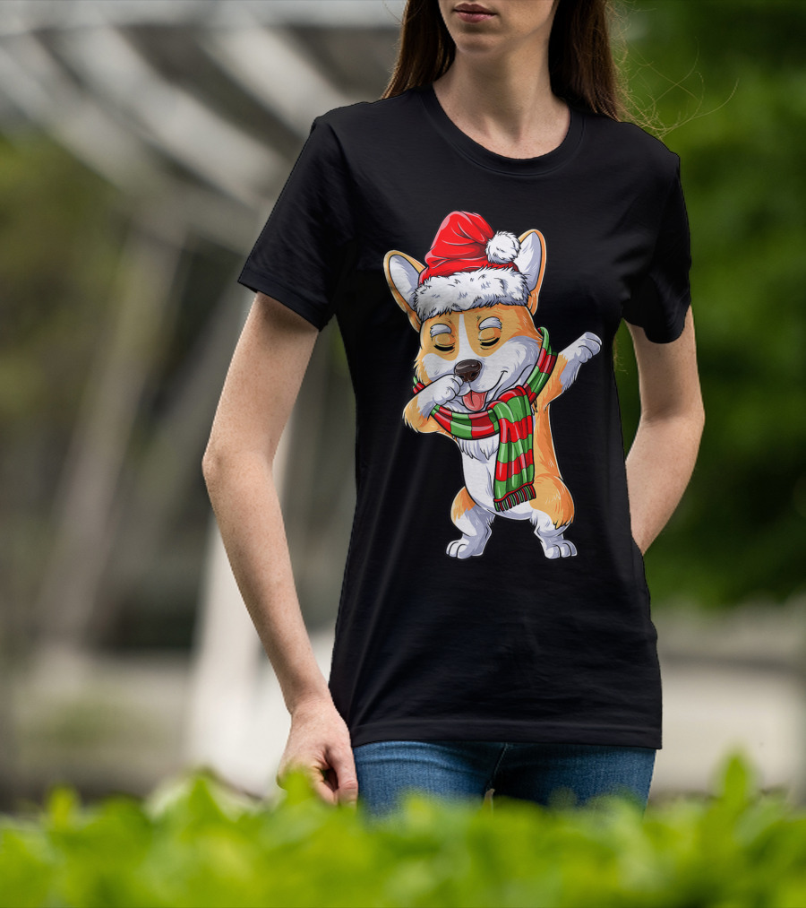 Corgi Santa Dabbing Christmas Girls Scarf T-Shirt