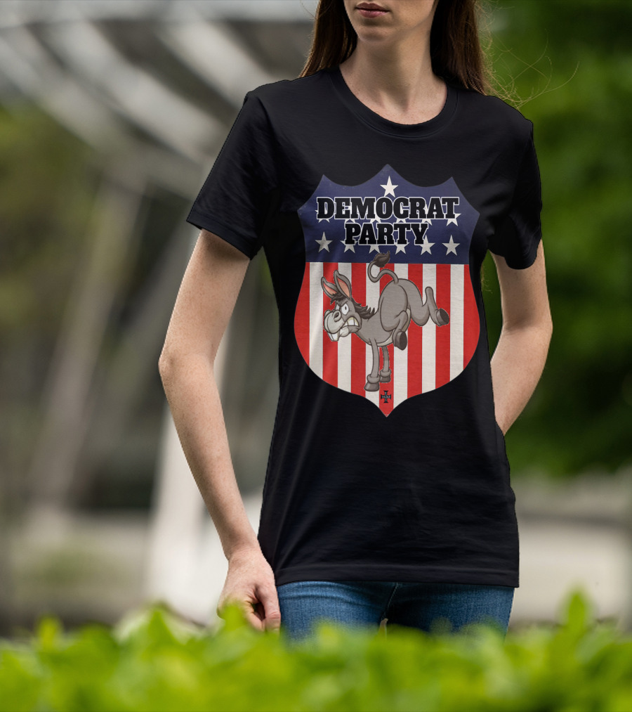 Democrat Party Shield Stars And Stripes Donkey T-Shirt