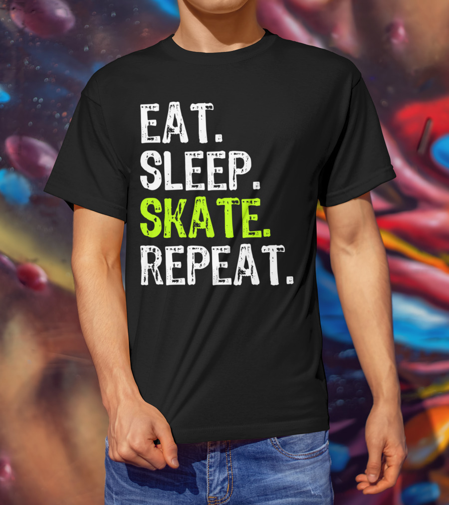 Eat Sleep Skate Repeat Skater Lifestyle Routine T-Shirt