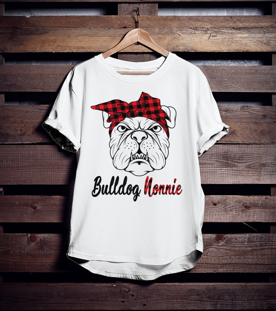 Bulldog Nonnie Plaid Red Bandana Costume T-Shirt