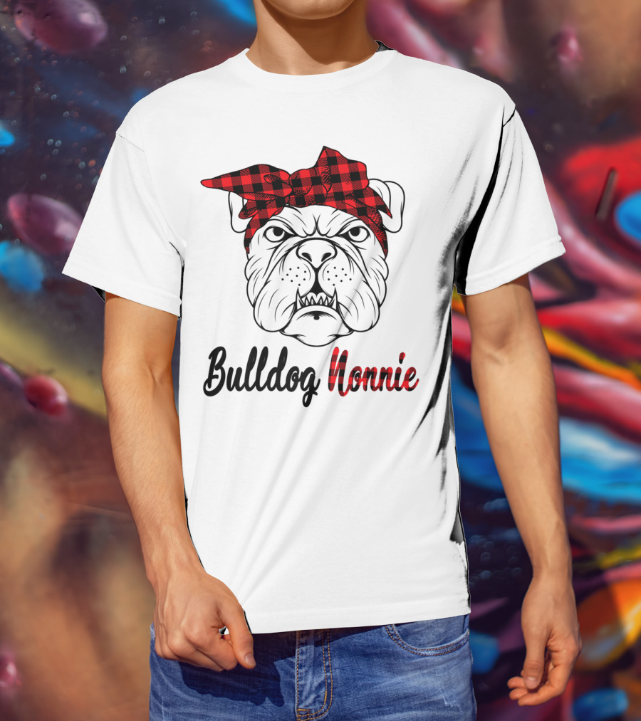 Bulldog Nonnie Plaid Red Bandana Costume T-Shirt