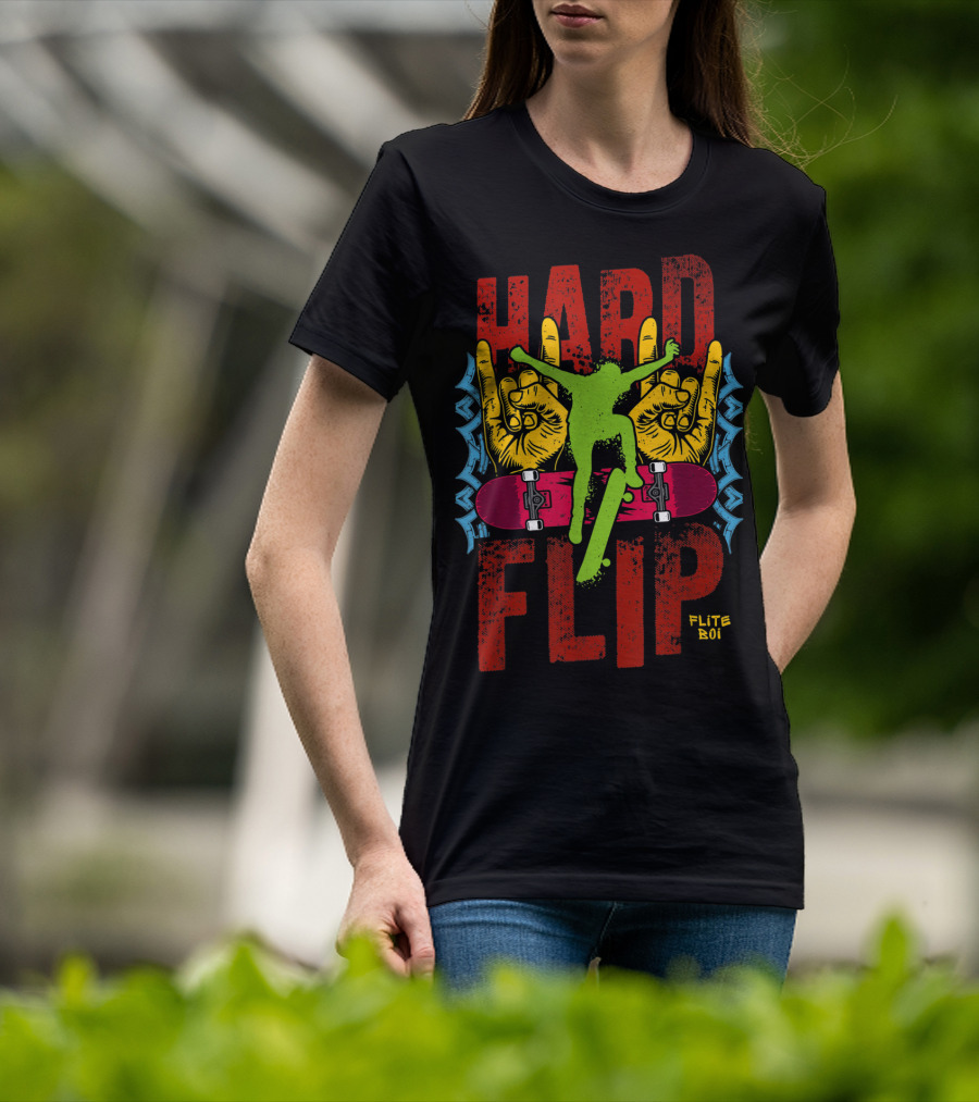 Flite Boi Skateboards Hard Flip Rock Hands Iconic Trick T-Shirt