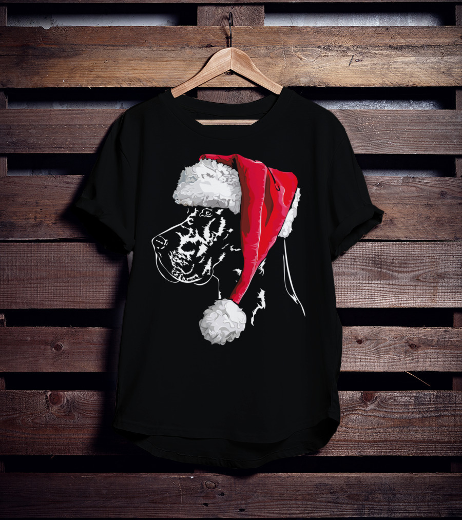 Great Dane Santa Hat Christmas Dog Humor T-Shirt