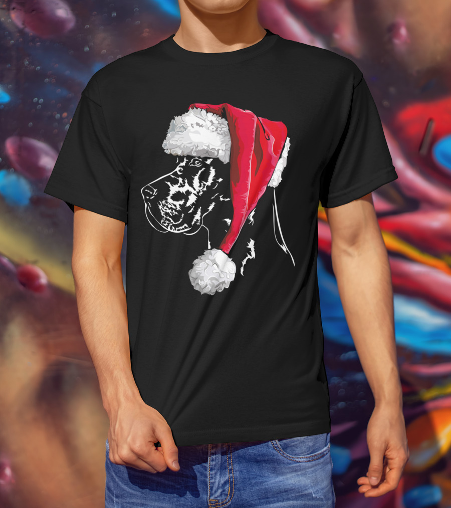 Great Dane Santa Hat Christmas Dog Humor T-Shirt
