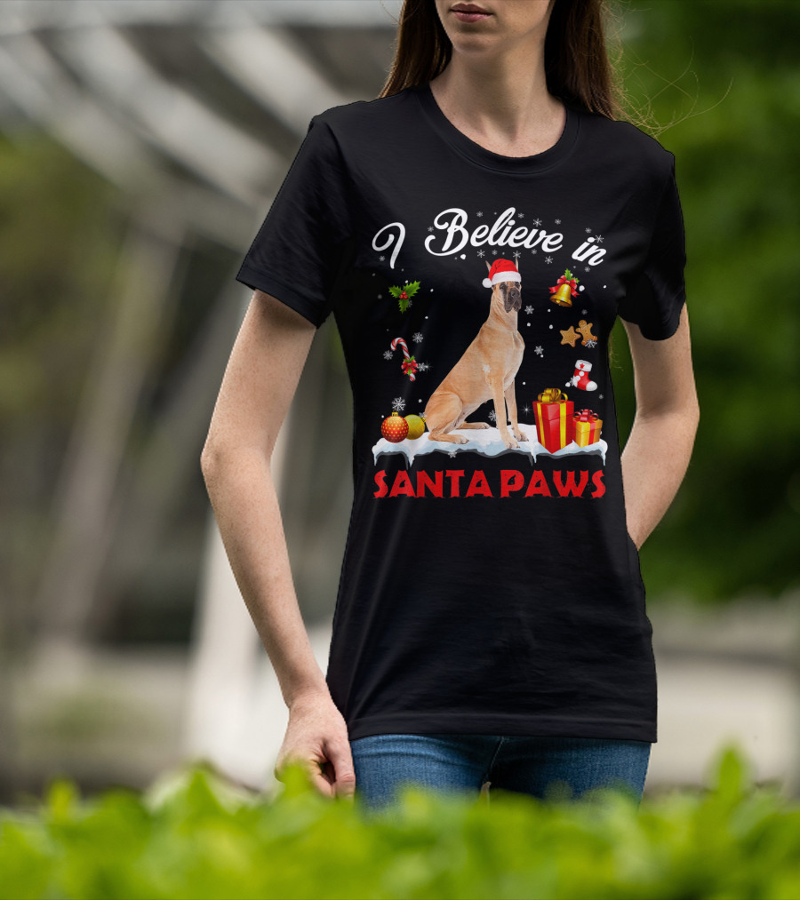 I Believe In Santa Paws Great Dane Christmas Decor T-Shirt