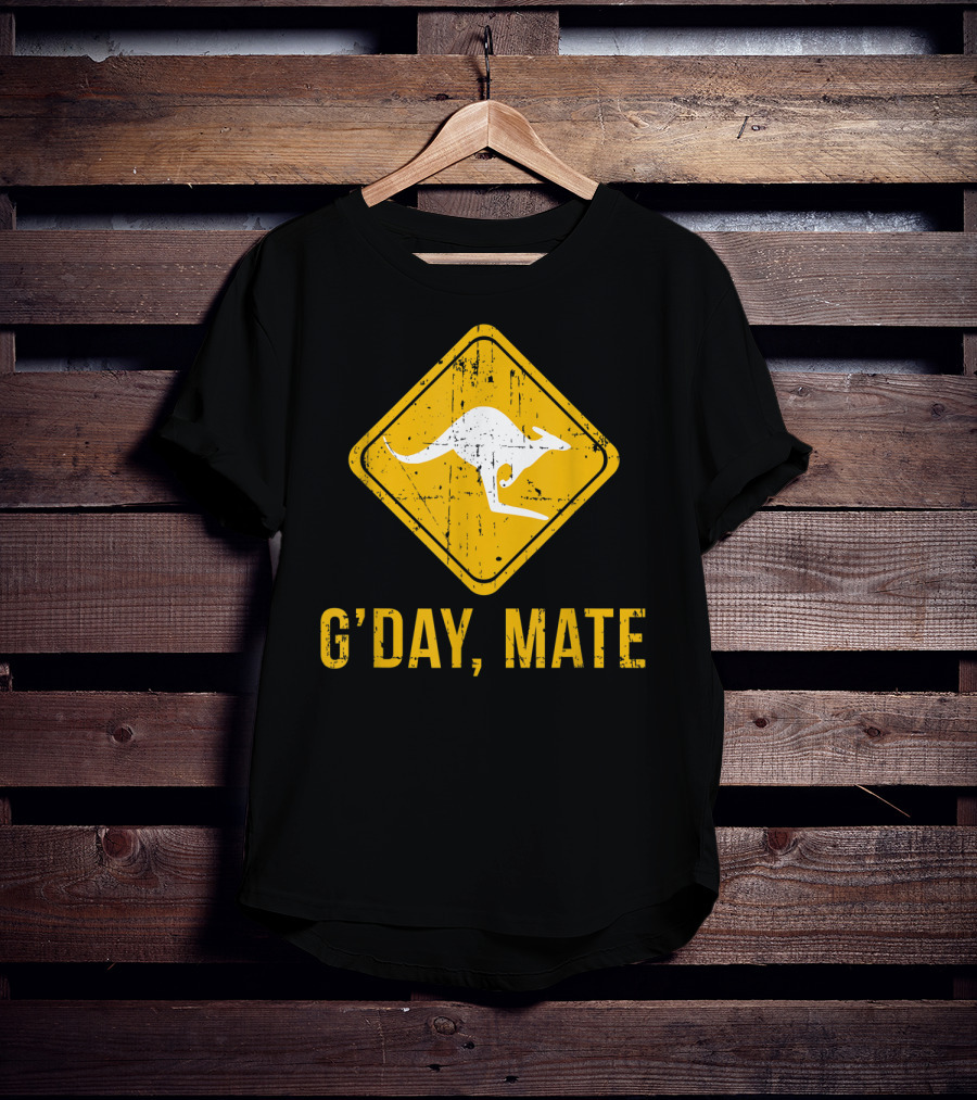 G'day Mate Kangaroo Road Sign Australia Family T-Shirt
