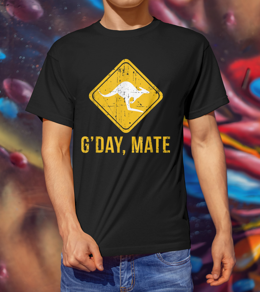 G'day Mate Kangaroo Road Sign Australia Family T-Shirt
