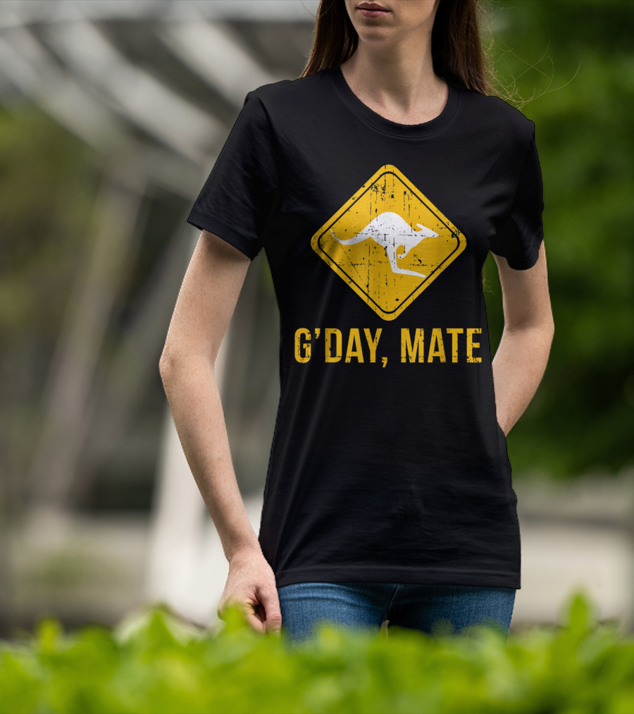 G'day Mate Kangaroo Road Sign Australia Family T-Shirt