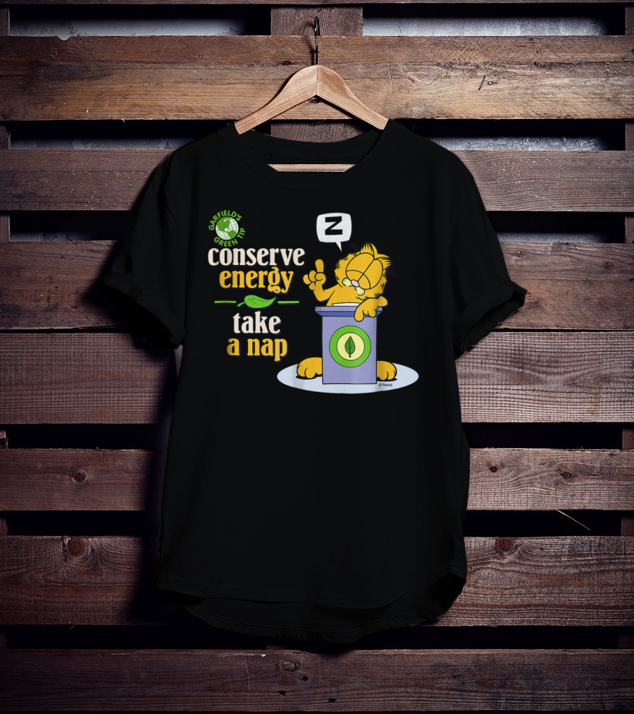 Garfield's Green Tip Conserve Energy Take A Nap T-Shirt