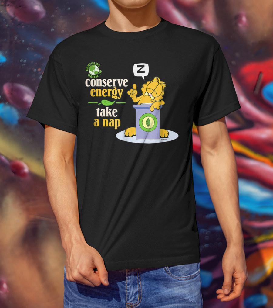 Garfield's Green Tip Conserve Energy Take A Nap T-Shirt