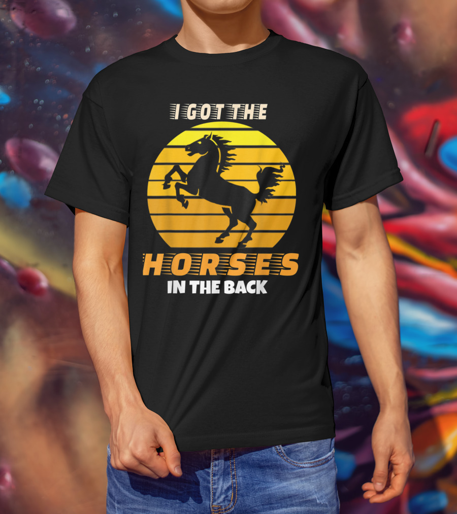 I Got The Horses In The Back Rearing Stallion Sunset T-Shirt
