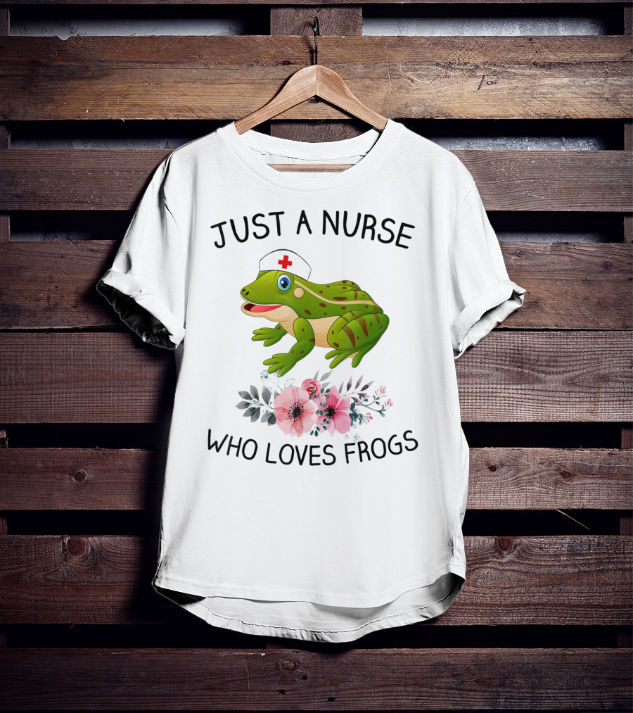 Just A Nurse Who Loves Frogs Floral Hat T-Shirt