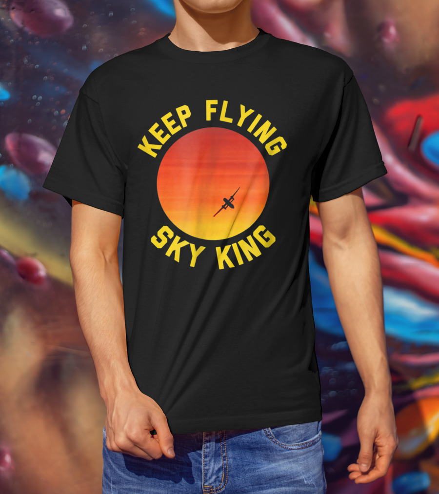 Keep Flying Sky King Aviation Pilot Airplane Sunset T-Shirt