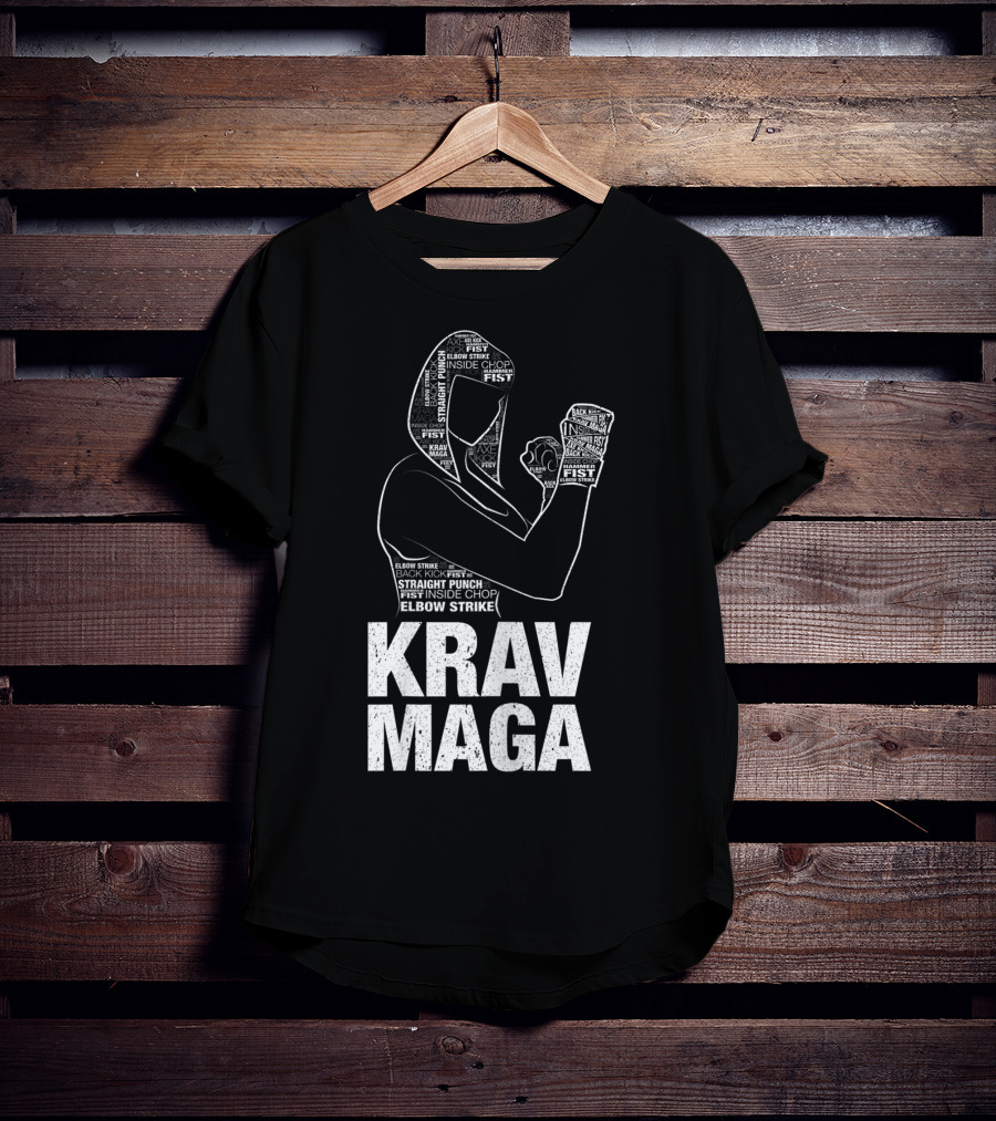 Krav Maga Woman Martial Arts Self Defence Straight Punch Elbow Strike Fist Techniques T-Shirt