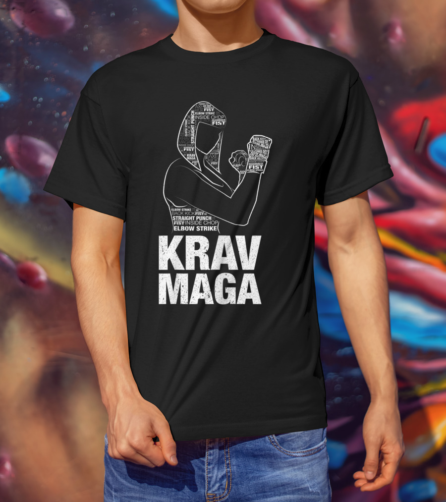 Krav Maga Woman Martial Arts Self Defence Straight Punch Elbow Strike Fist Techniques T-Shirt