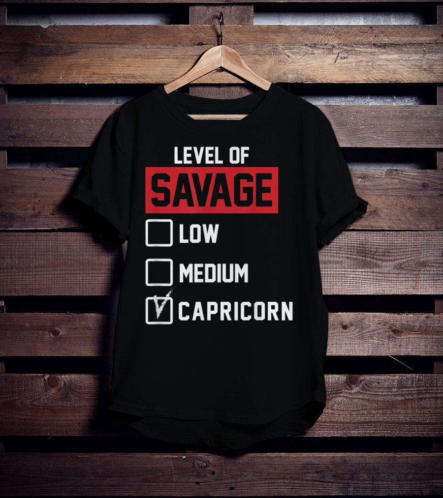 Level Of Savage Capricorn Checked Box Low Medium T-Shirt
