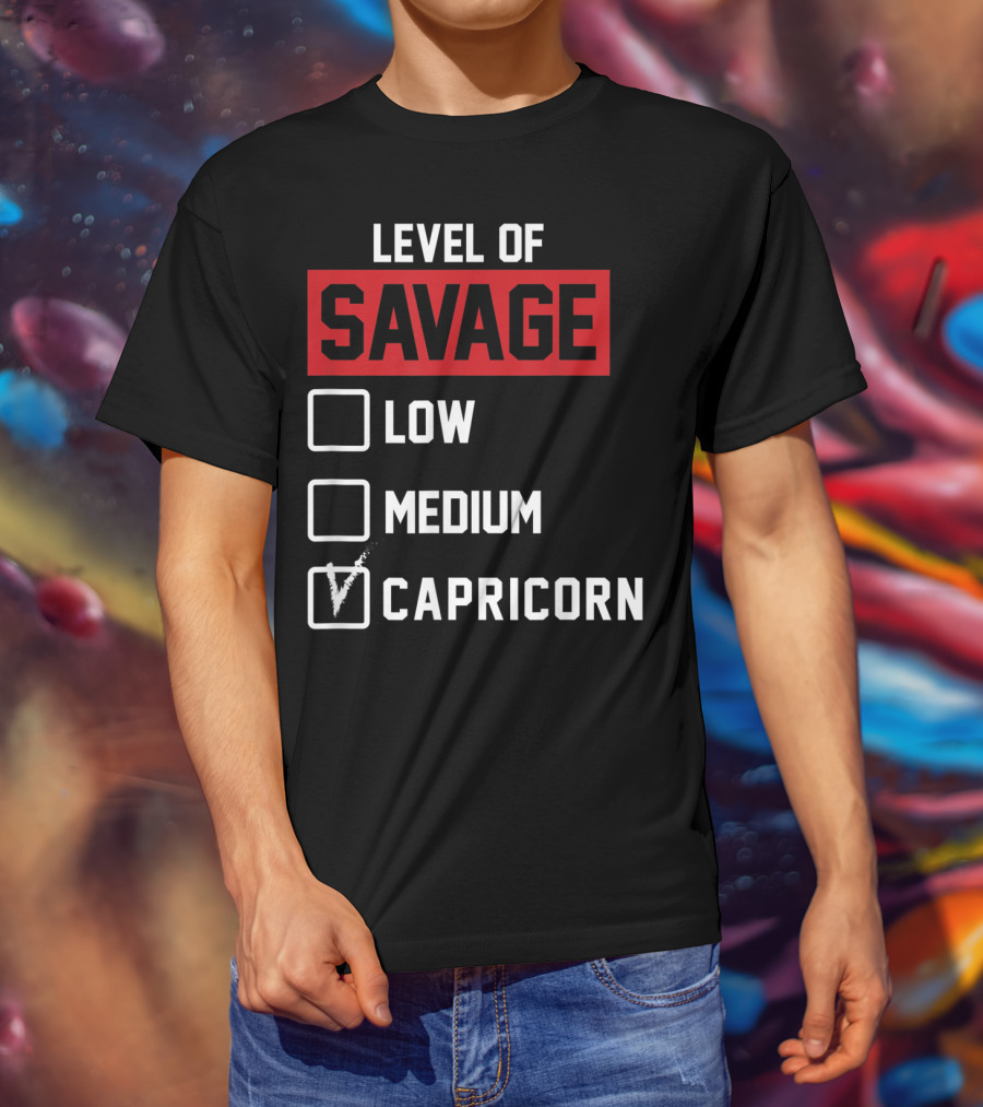 Level Of Savage Capricorn Checked Box Low Medium T-Shirt