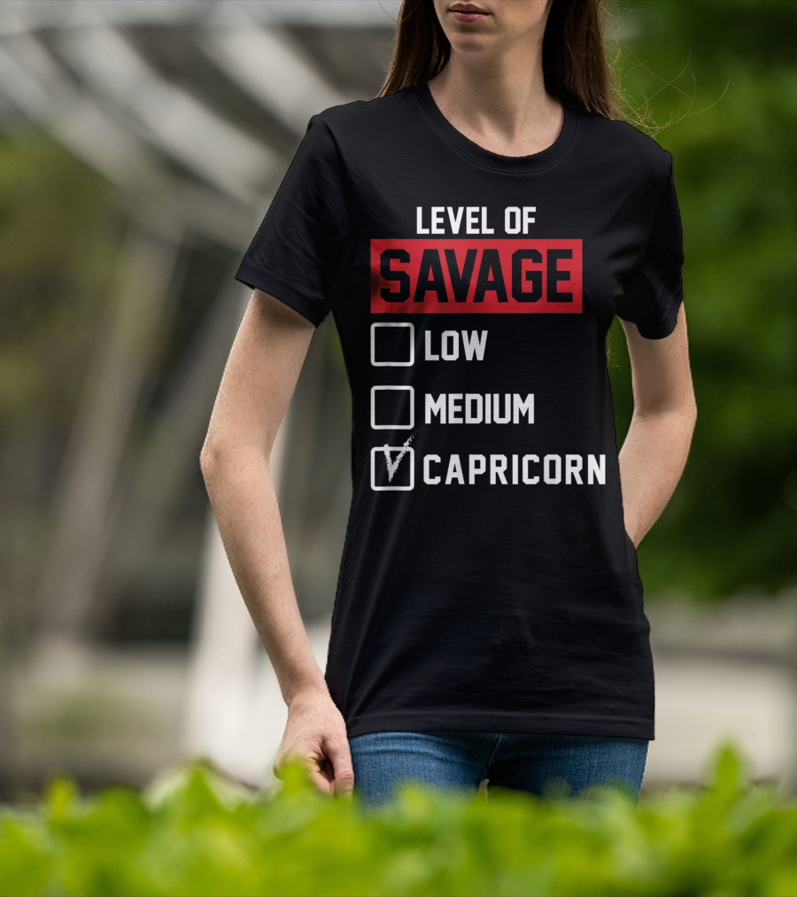 Level Of Savage Capricorn Checked Box Low Medium T-Shirt