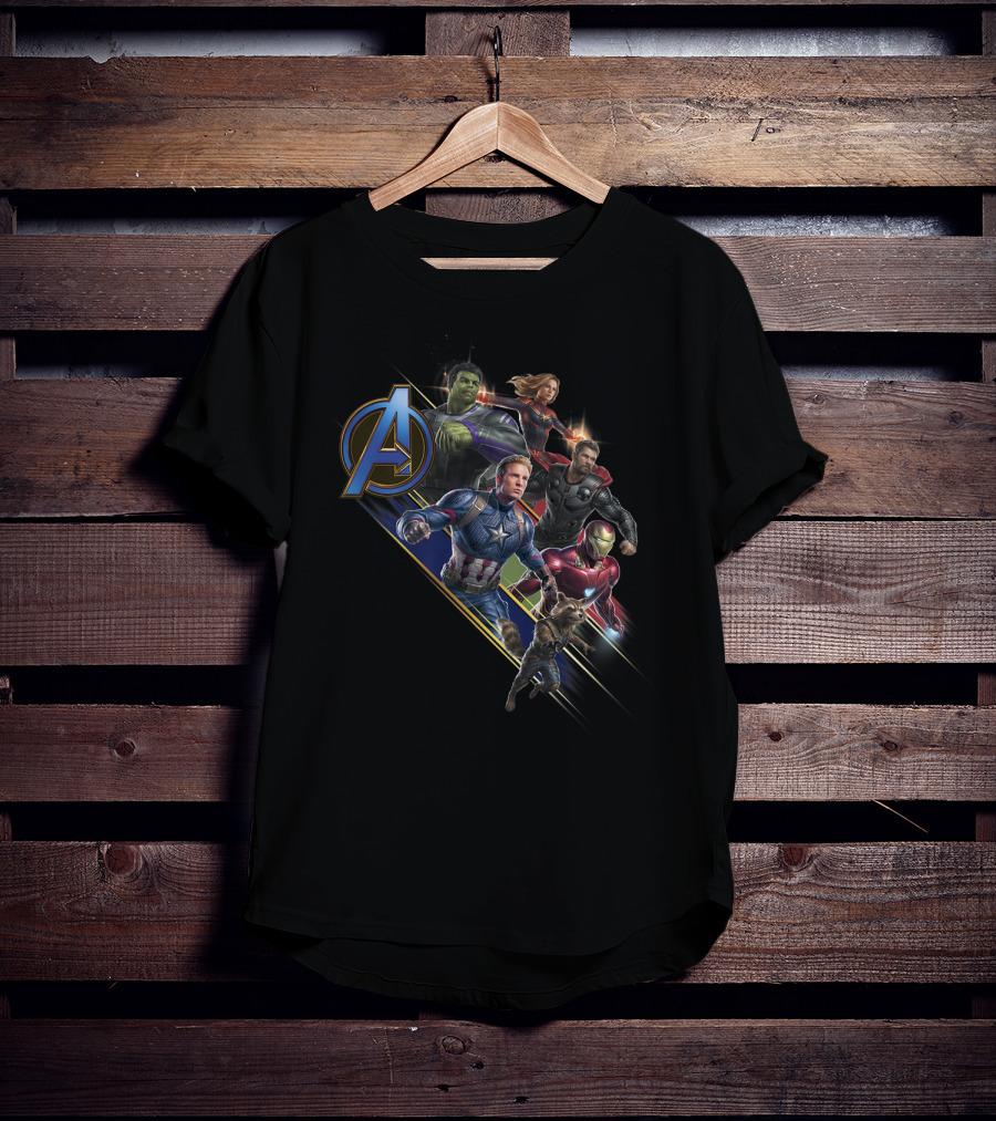 Avengers Endgame Heroes Assemble Action Pose With Iconic A T-Shirt