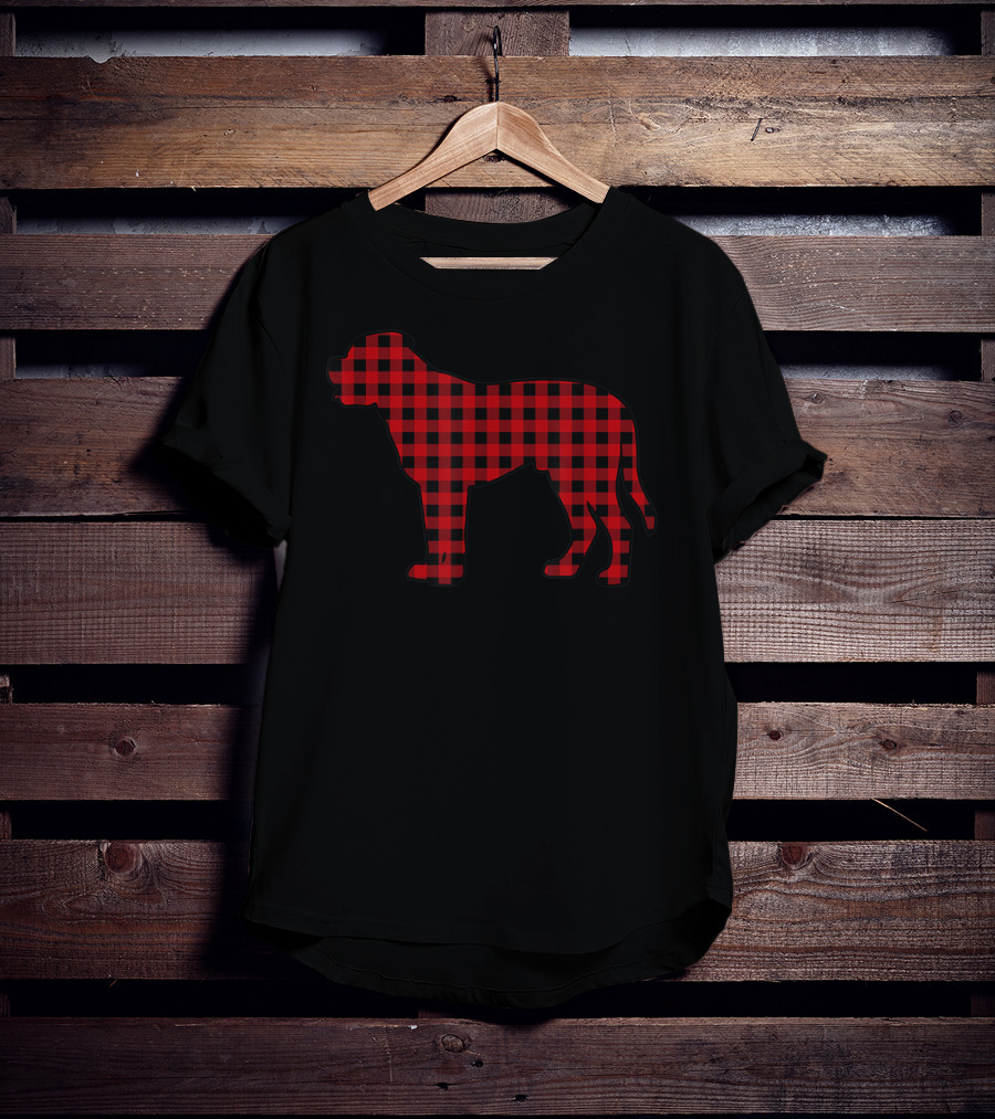 Mastiff Red Plaid Buffalo Christmas Dog T-Shirt