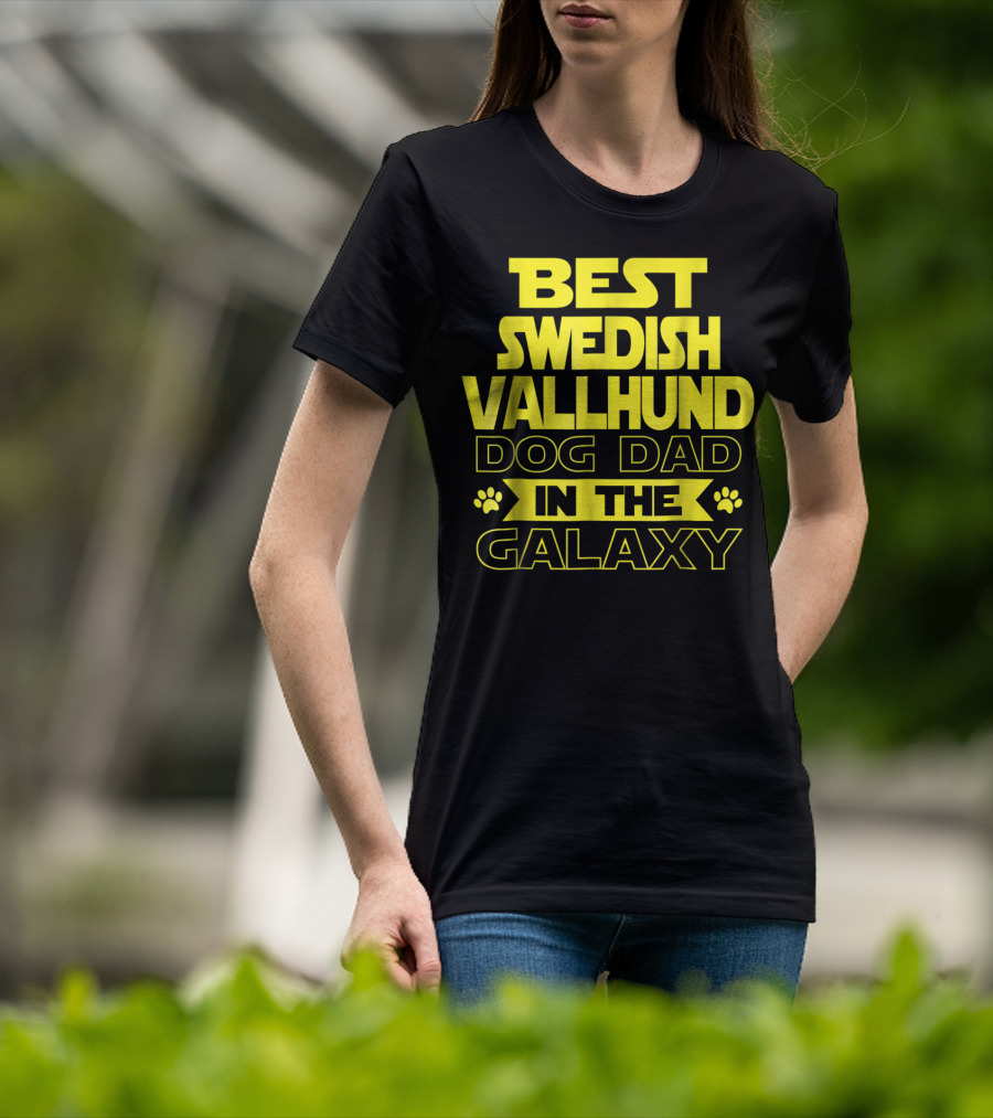 Best Swedish Vallhund Dog Dad In The Galaxy T-Shirt