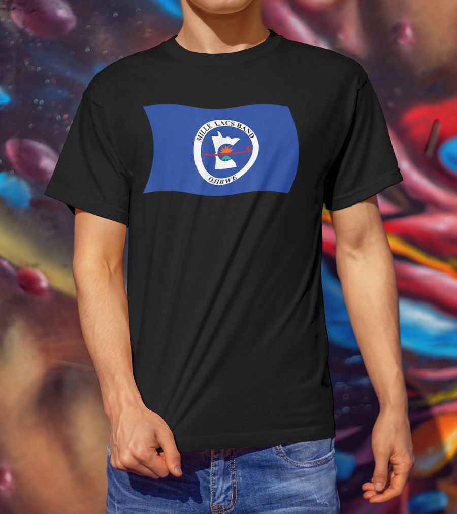 Mille Lacs Band Ojibwe Reservation Flag Blue Background T-Shirt