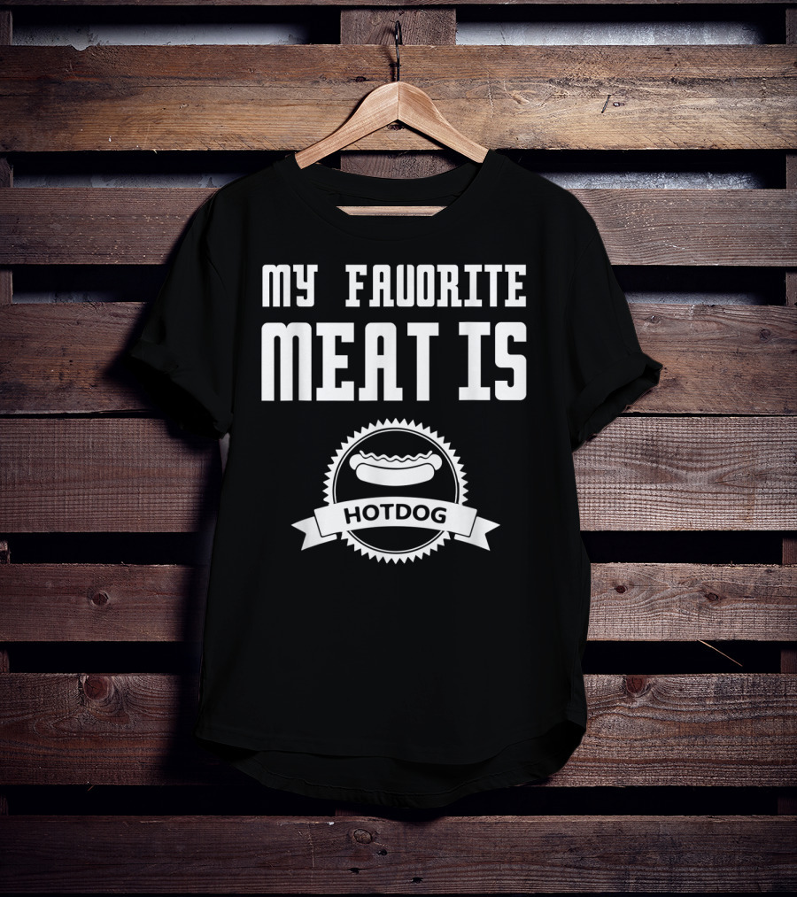 My Favorite Meat Is Hotdog Emblem With Iconic Sausage T-Shirt