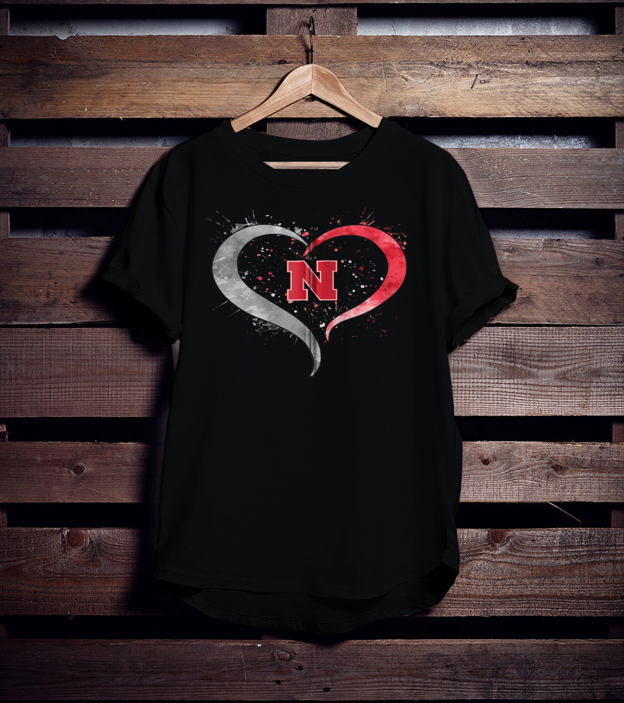 Nebraska Cornhuskers Heart Splatter Game Day N T-Shirt