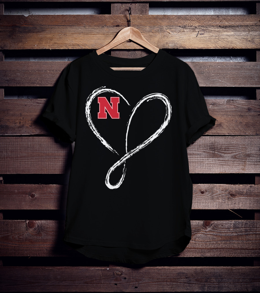 Nebraska Cornhuskers N Logo Love Heart Infinity T-Shirt