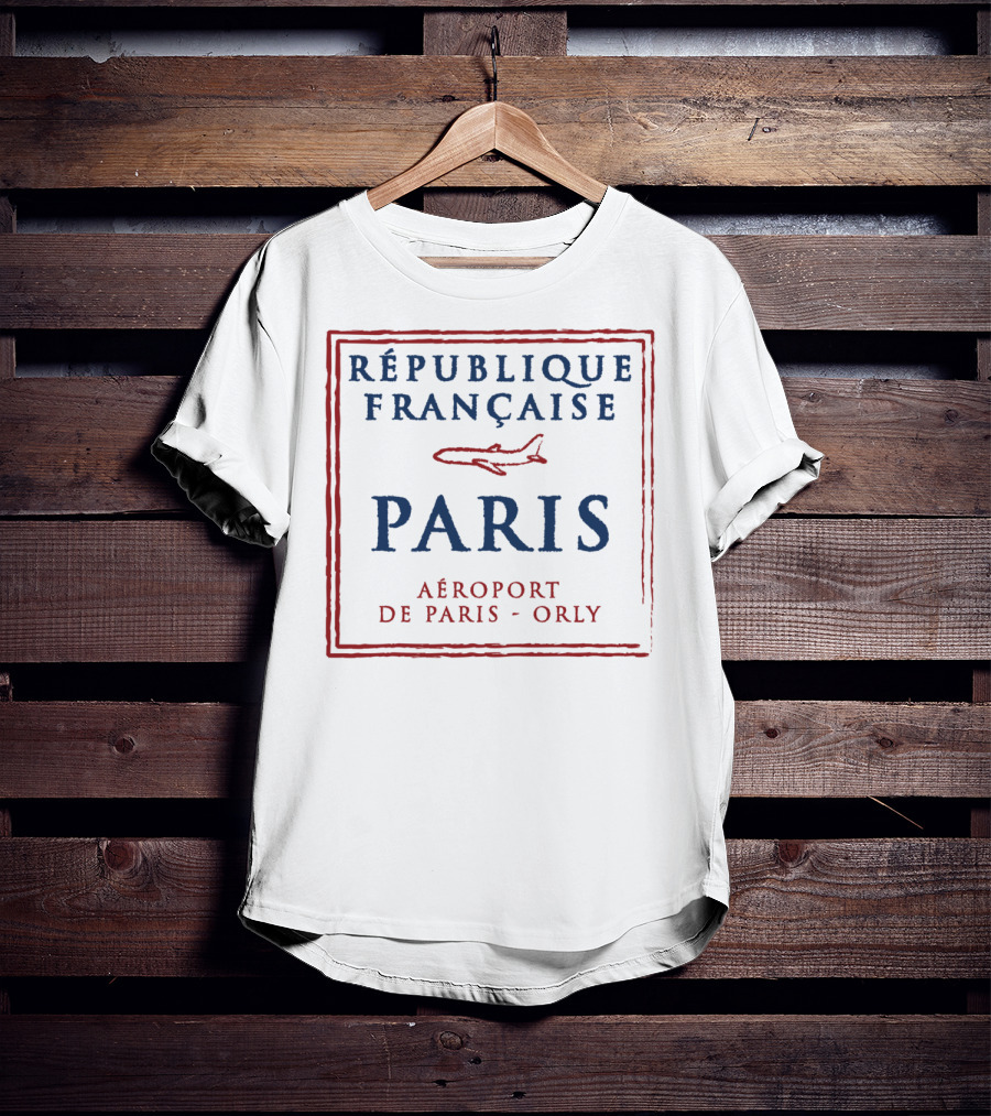 République Française Paris Aéroport De Paris-Orly Passport Stamp Vacation Travel T-Shirt