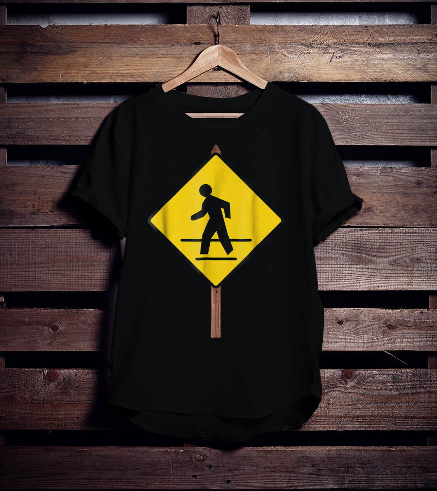Pedestrian Crossing Road Sign Yellow Diamond Traffic T-Shirt